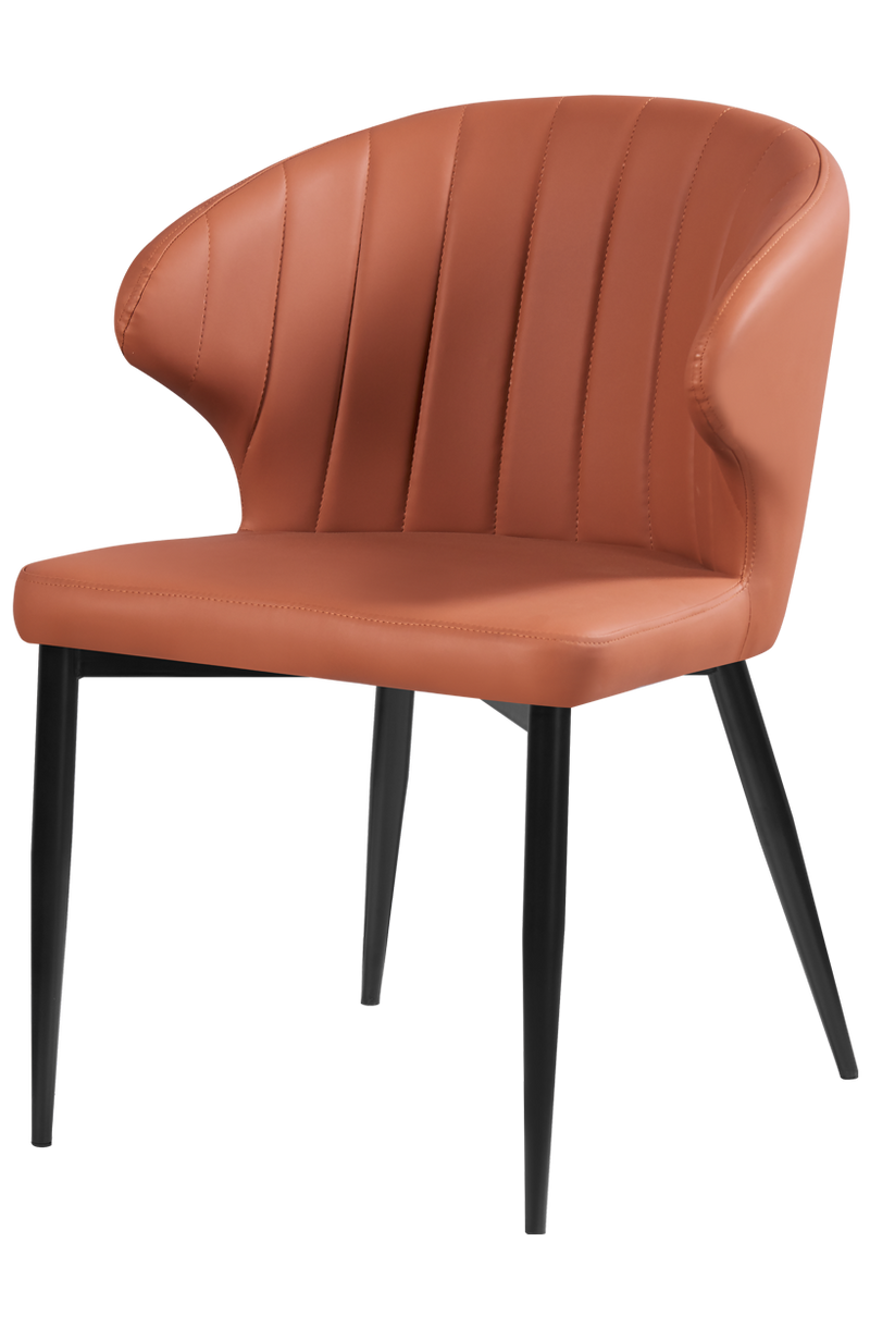Brwon Vinyl Armchair with Black Steel Legs