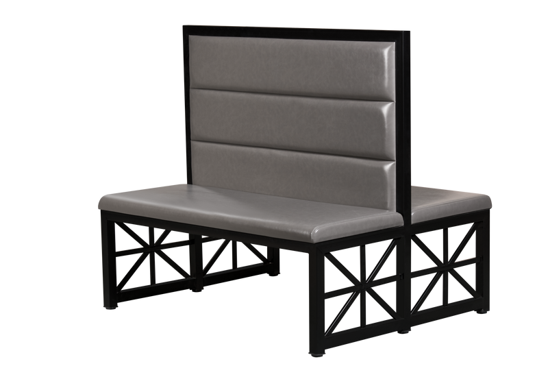 48"H, Plain Back Upholstered Double Metal Booth
