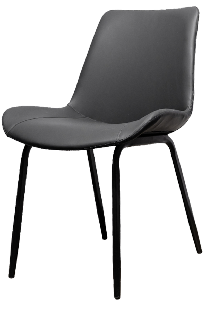 Black Steel Chair with Black Vinyl Back & Seat
