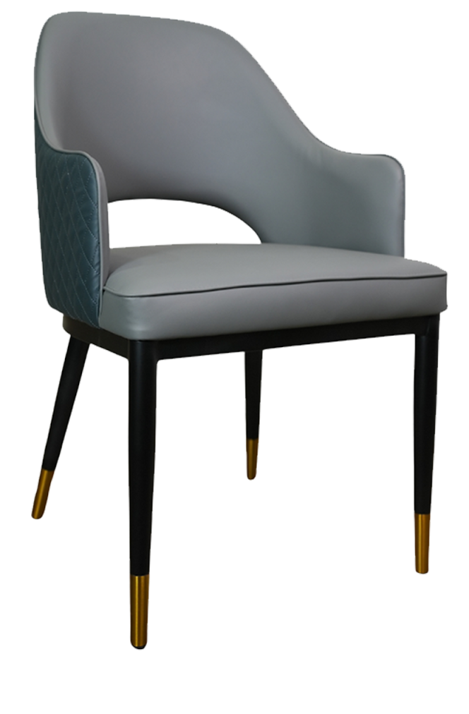 Gray Seat and Back with Black Steel Metal Chair, Use Indoor