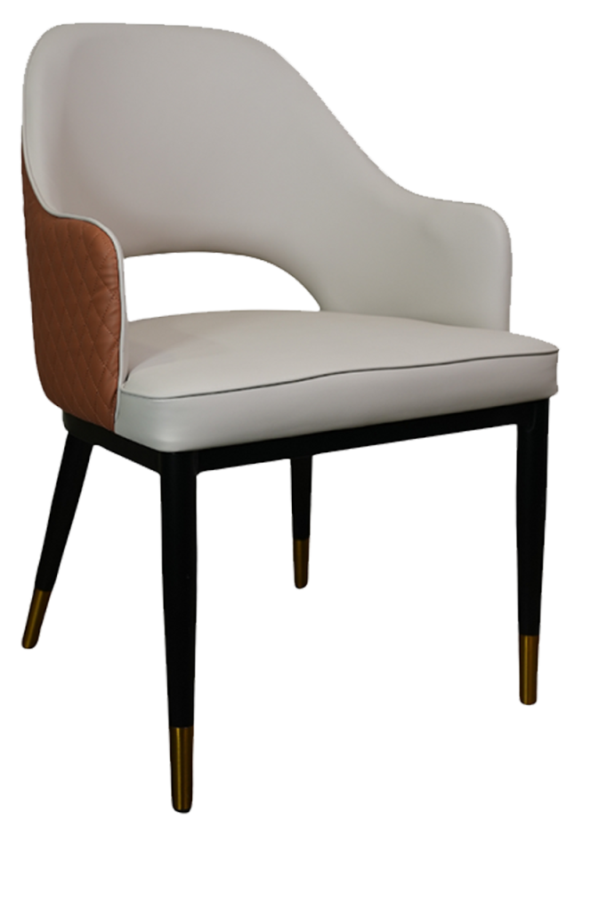 Indoor Steel Chair with Vinyl Seat and Back in Mix Color Pearl White/Brown