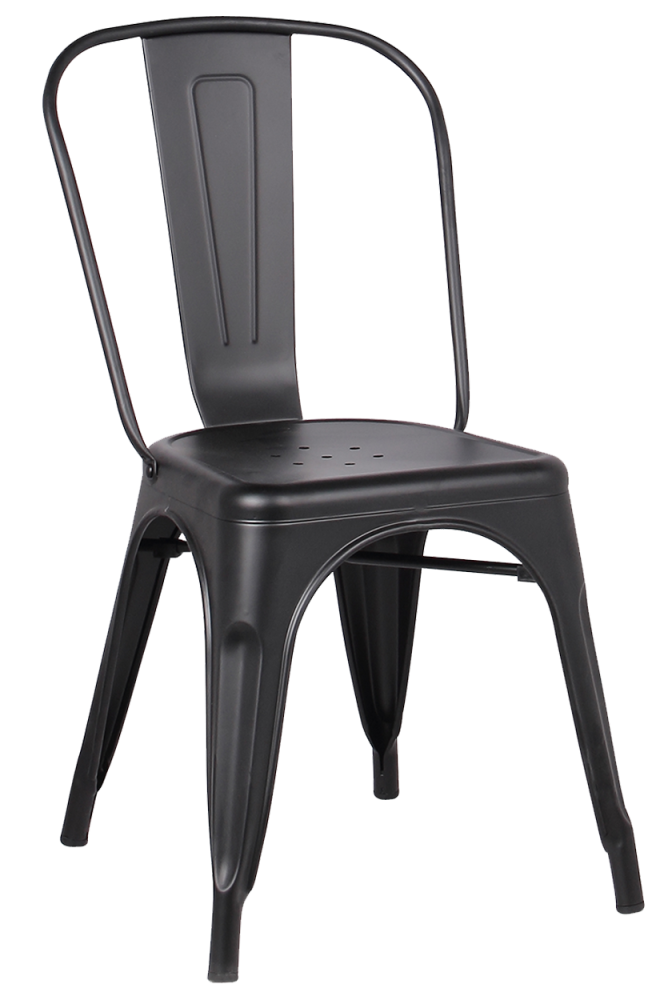 Black Finish Metal Dining Chair Industrial Style