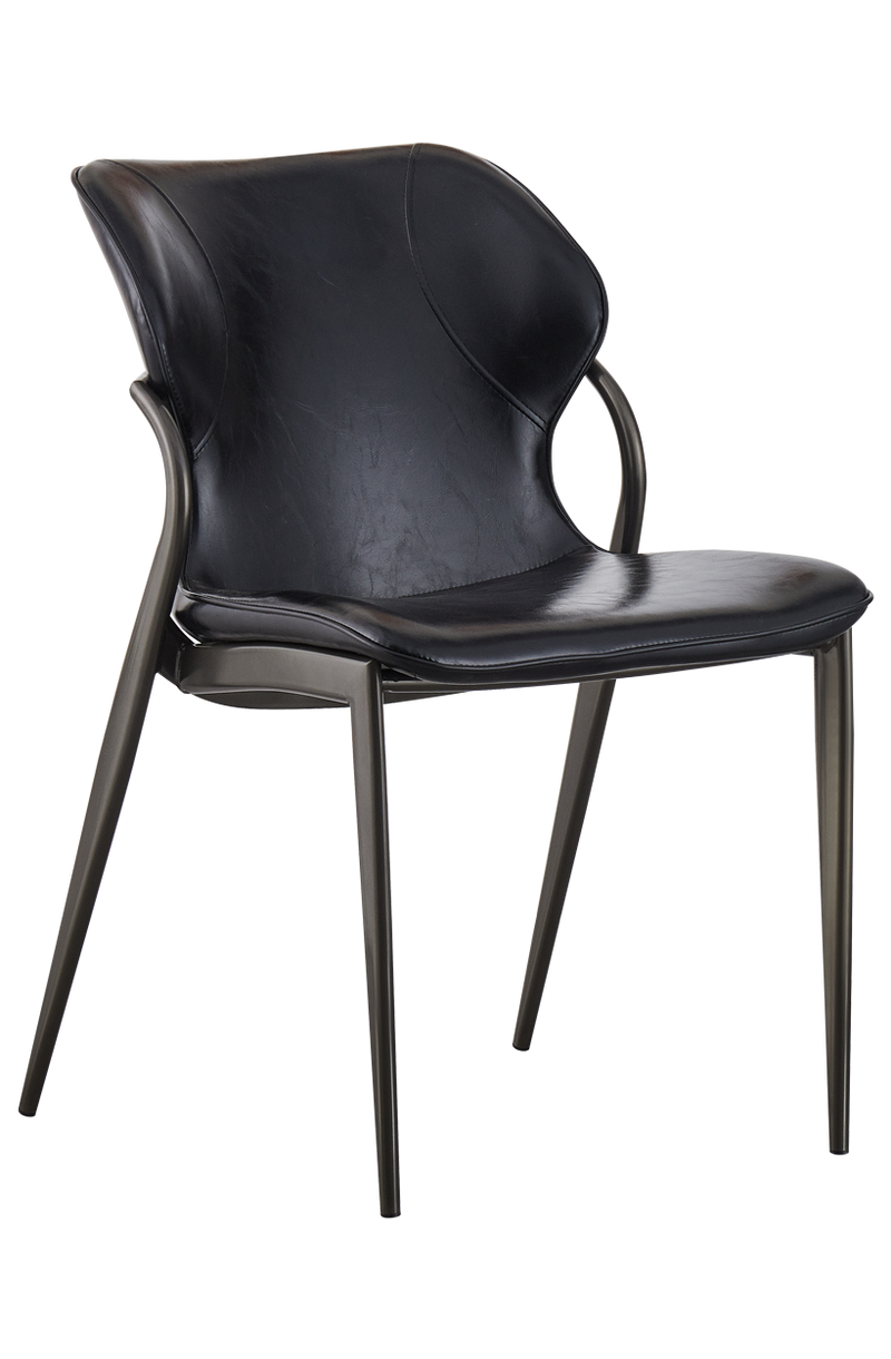 Indoor Steel Chair with Vinyl Seat and Back in Black