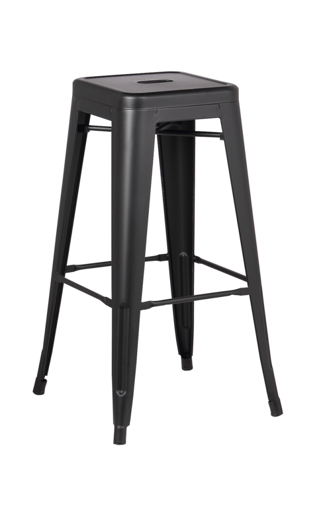 Barstool of Matt Black Steel Dining Chair Industrial Style