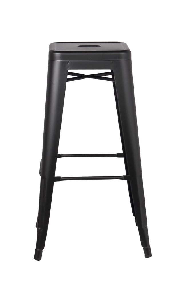 Barstool of Matt Black Steel Dining Chair Industrial Style