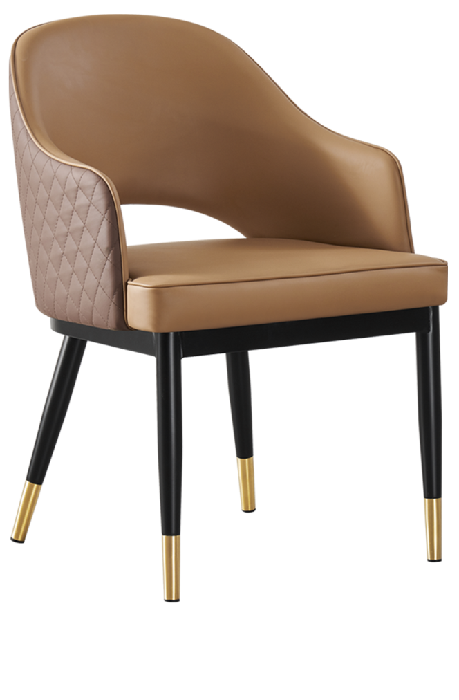 Indoor Steel Chair with Vinyl Seat and Back in Light Brown