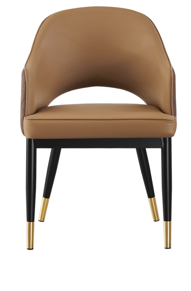 Indoor Steel Chair with Vinyl Seat and Back in Light Brown
