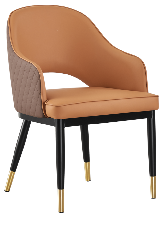 Indoor Steel Chair with Vinyl Seat and Back in Orange