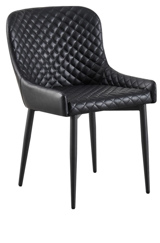 Fashion Indoor Metal Chair with Black Vinyl Seat and back