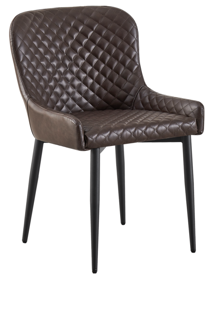 Fashion Indoor Metal Chair with Brown Vinyl Seat and back