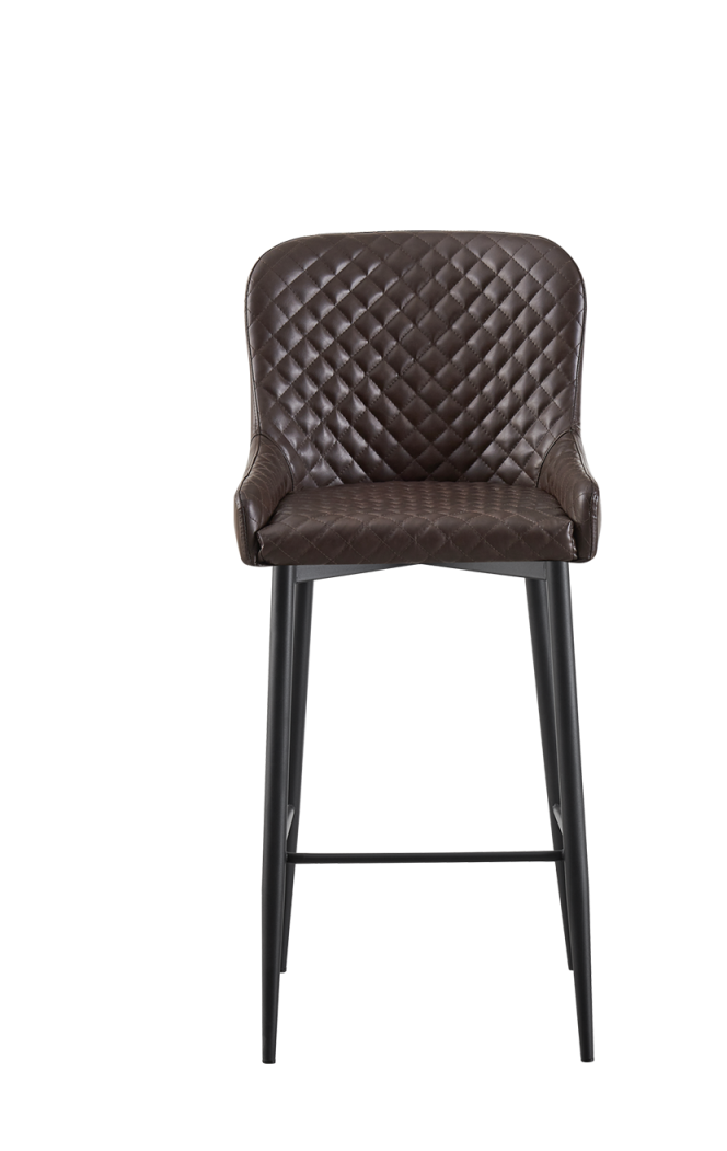 Fashion Indoor Metal Barstool with Brown Vinyl Seat and back