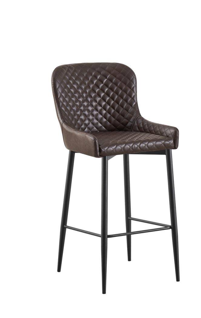 Fashion Indoor Metal Barstool with Brown Vinyl Seat and back