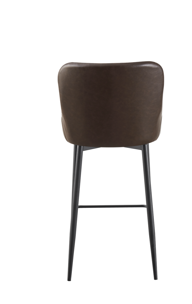 Fashion Indoor Metal Barstool with Brown Vinyl Seat and back