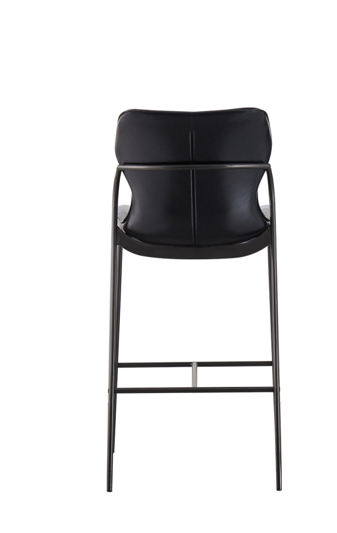Modern Indoor Steel Barstool with Black Vinyl Seat and Back