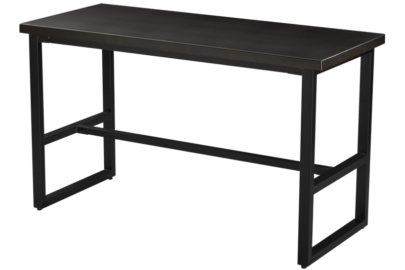 30'' x 72'' Pinewood Dark Brown Bar Table Top with Black Table Base