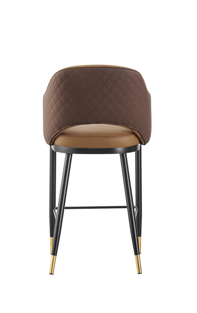 Light Brown Vinyl Seat and Back Steel Barstool With Gold Base