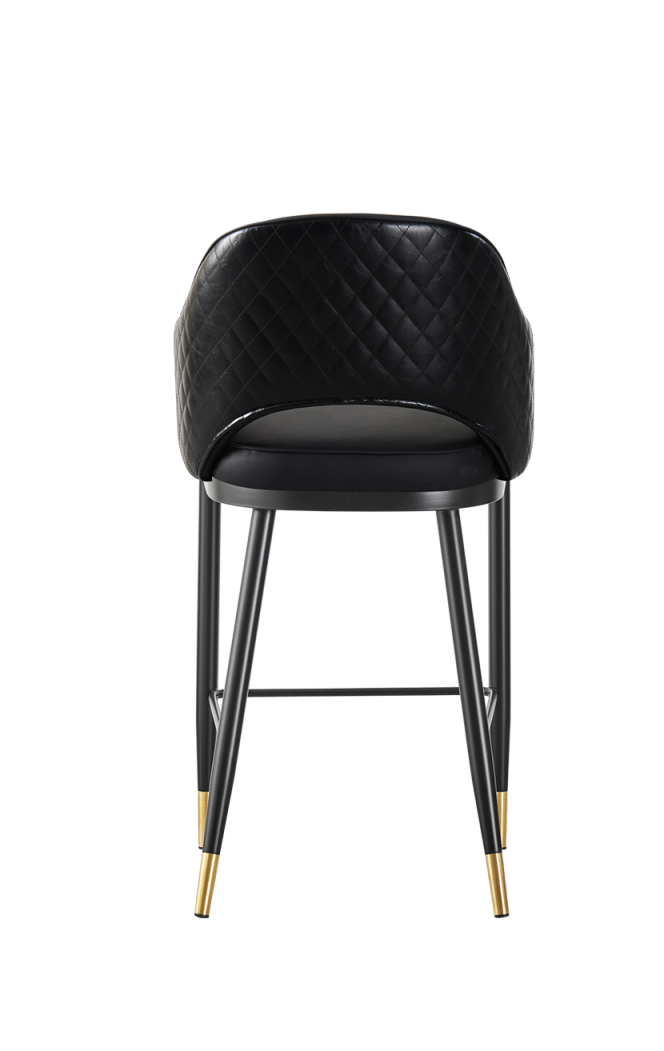 Black Vinyl Seat and Back Steel Barstool With Gold Base