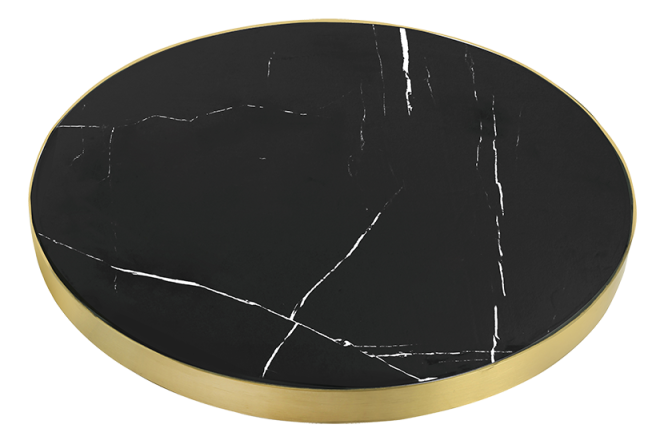 Gold Stainless Marble Black Sintered Stone Table Top with Gold Stainless Steel Edge