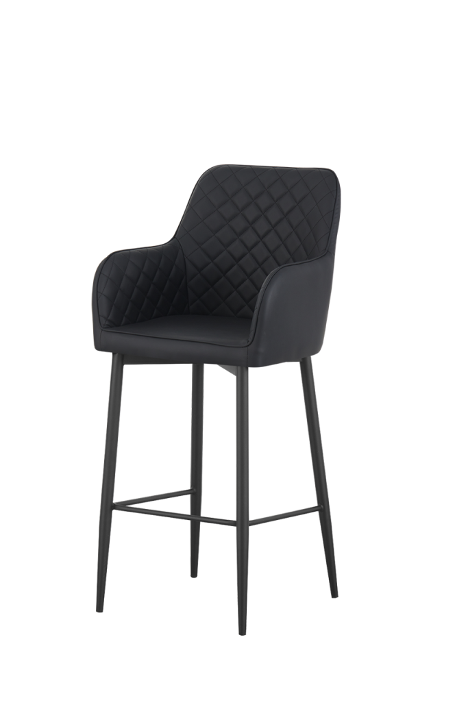 Indoor Barstool with Black Steel and Black Vinyl