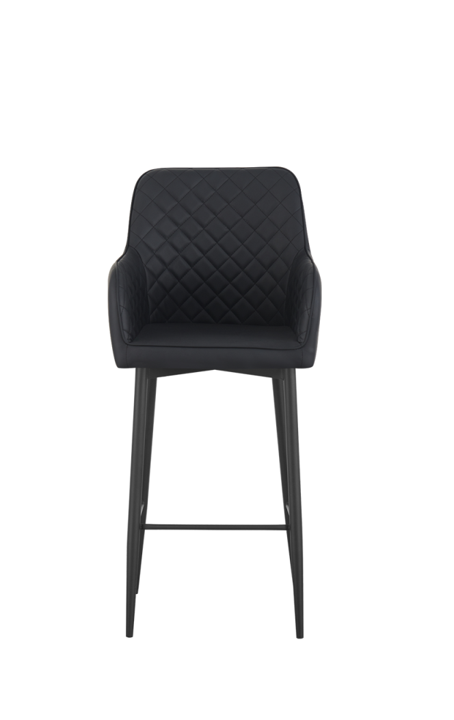 Indoor Barstool with Black Steel and Black Vinyl