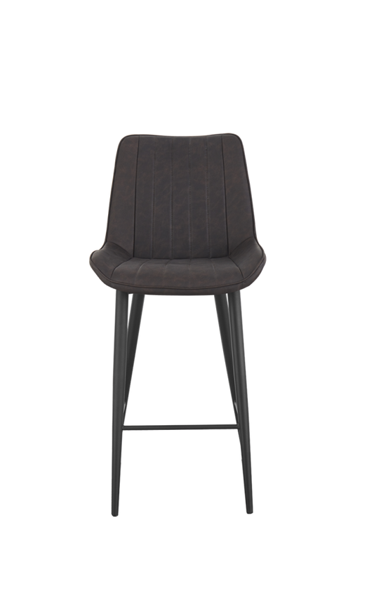 Indoor Barstool with Brown Seat and Black Steel