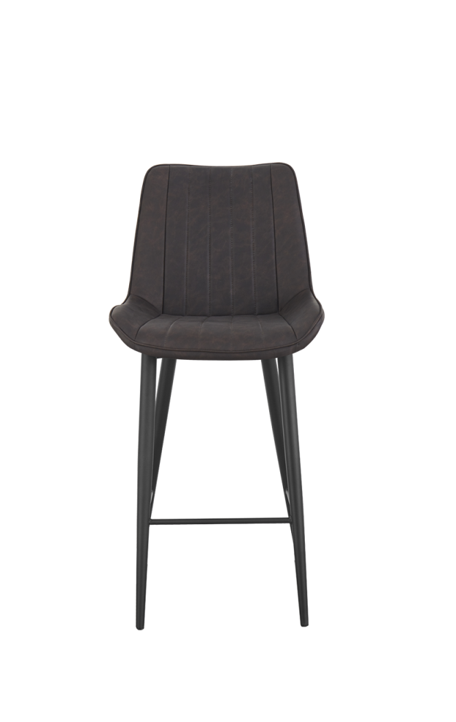 Indoor Barstool with Brown Seat and Black Steel