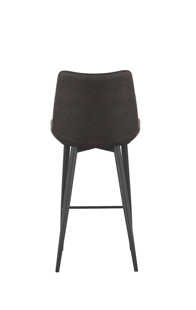 Indoor Barstool with Brown Seat and Black Steel