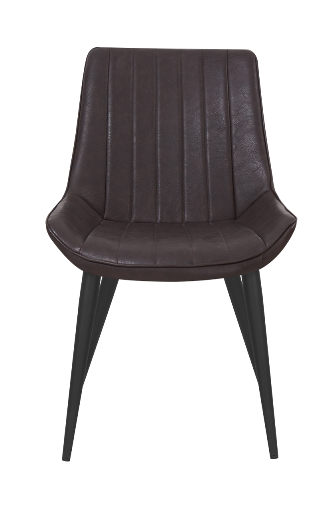 Black Steel Chair with Brown Vinyl, Used Indoor
