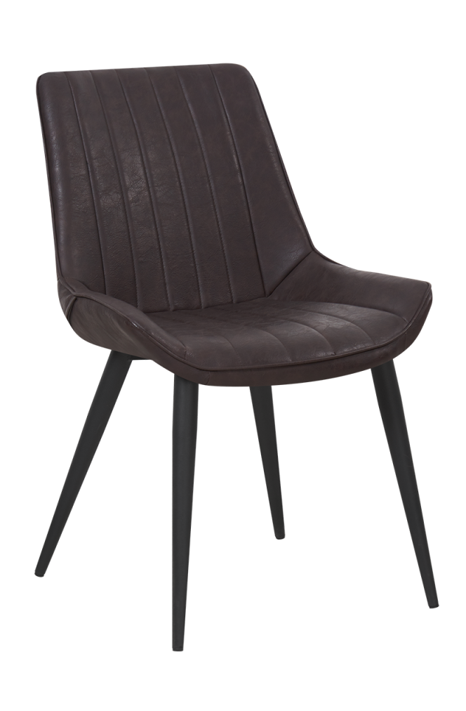 Black Steel Chair with Brown Vinyl, Used Indoor