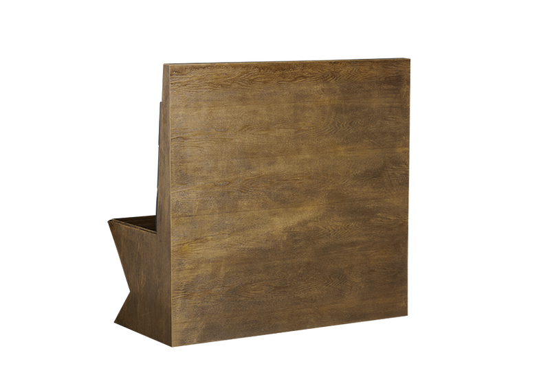 46"H, Walnut-Colored Veneer Frame Single Booth with Black Vinyl Back