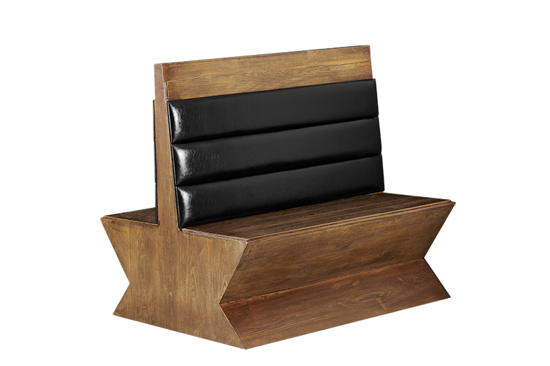 46"H, Walnut-Colored Veneer Frame Double Booth with Black Vinyl Back