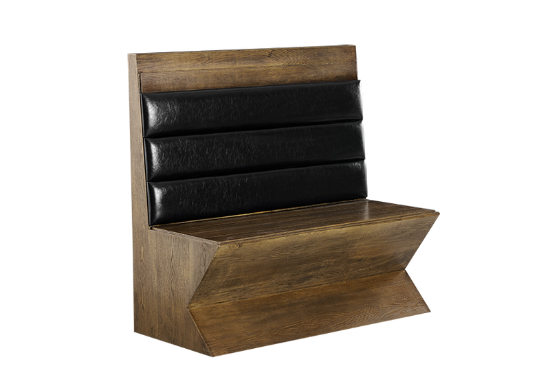 46"H, Walnut-Colored Veneer Frame Single Booth with Black Vinyl Back