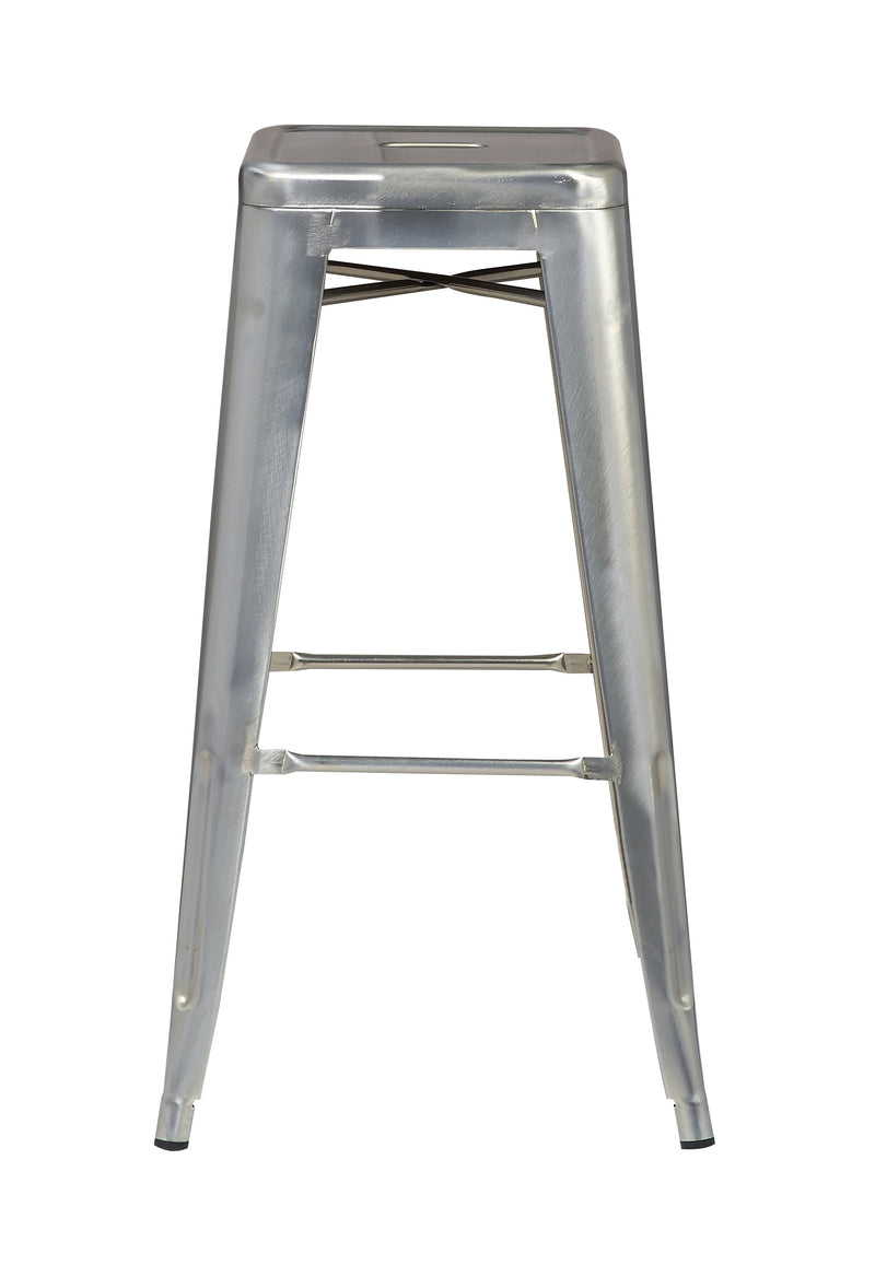 Armless Silver Tolix Metal Barstool