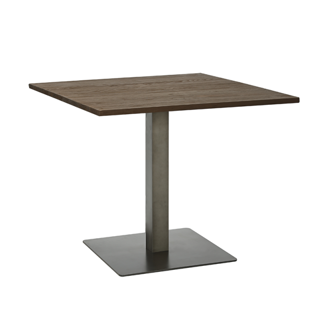 Elmwood Table Top with Gun Metal Table Base