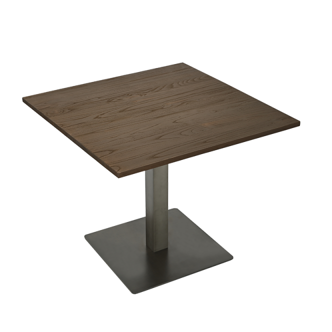 Elmwood Table Top with Gun Metal Table Base
