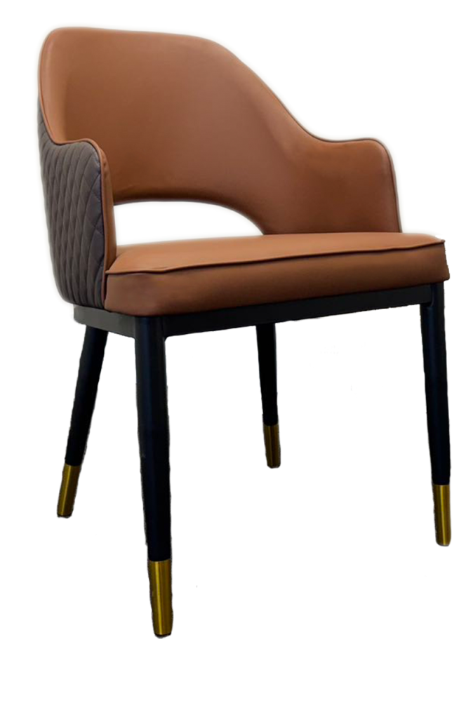 Steel Chair with Vinyl Seat and Back, Finish Brown, Use Indoor