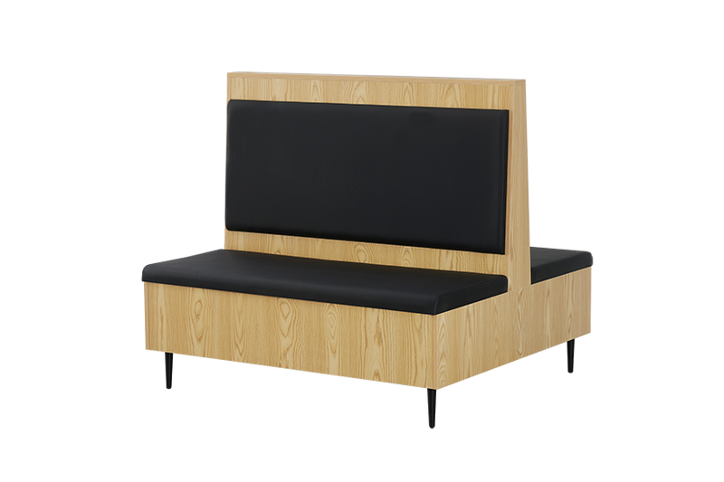 Double Booth with Melamine Frame,Black Vinyl Seat&Back, Length 48''