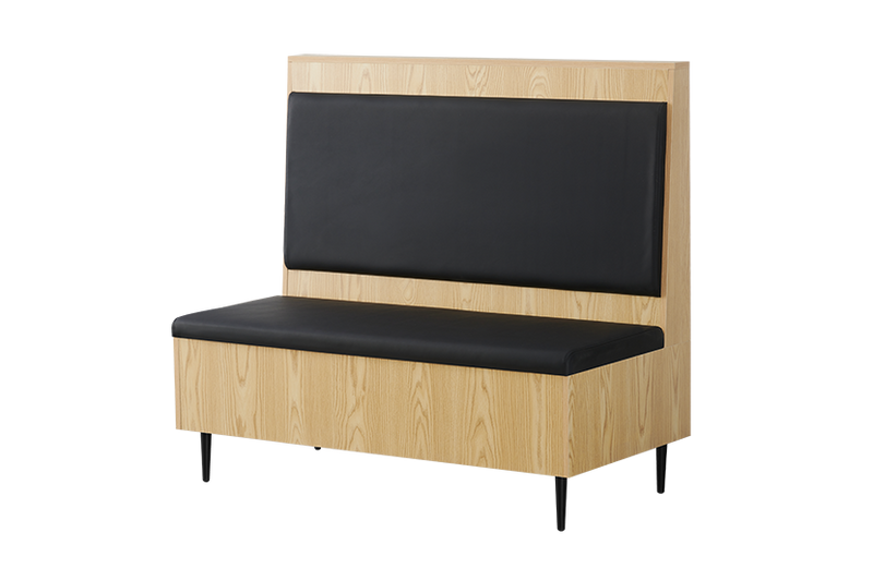 Single Booth with Melamine Frame,Black Vinyl Seat&Back, Length 48''