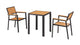 24''x 24'' Outdoor Aluminum Table and 2 Chairs with Imitation Teak Slats, Finish Natural