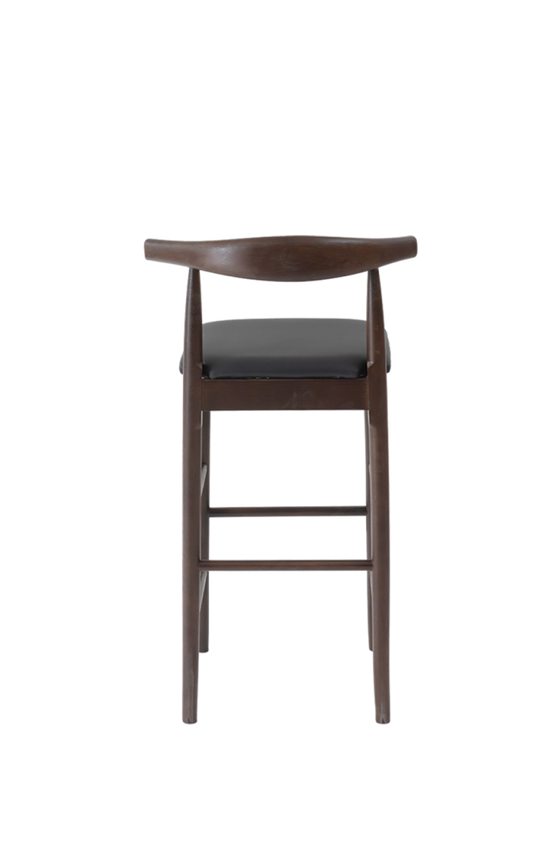 Rubber Wood OX Barstool with Black Seat, Finish Walnut