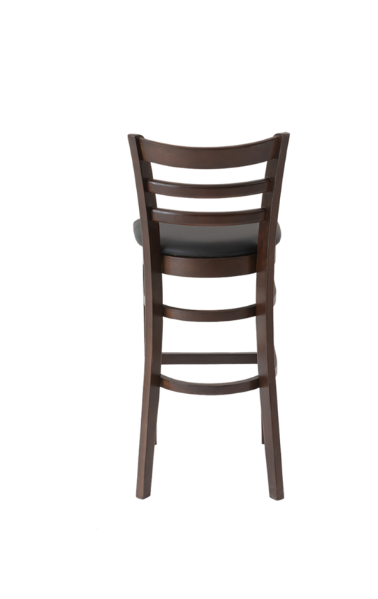 Rubber Wood Barstool with Vinyl Seat of Black, Finish Walnut