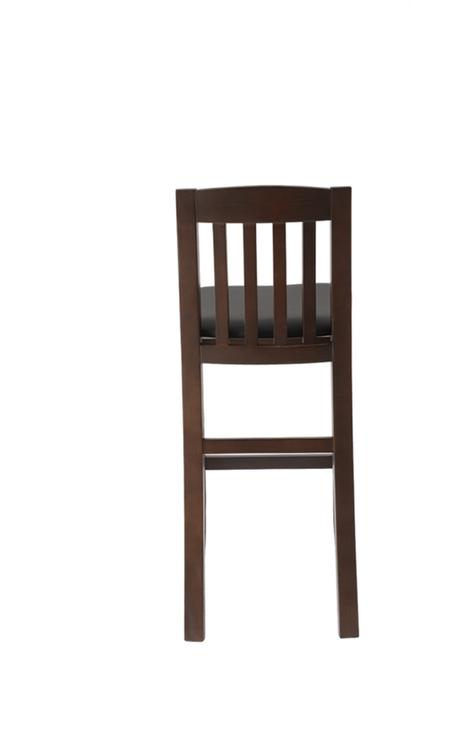 Classical Solid Rubber Wood Barstool with Walnut Frame, Black Seat