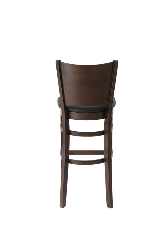 Black Vinyl Seat Barstool with Rubber Wood , Finish Walnut