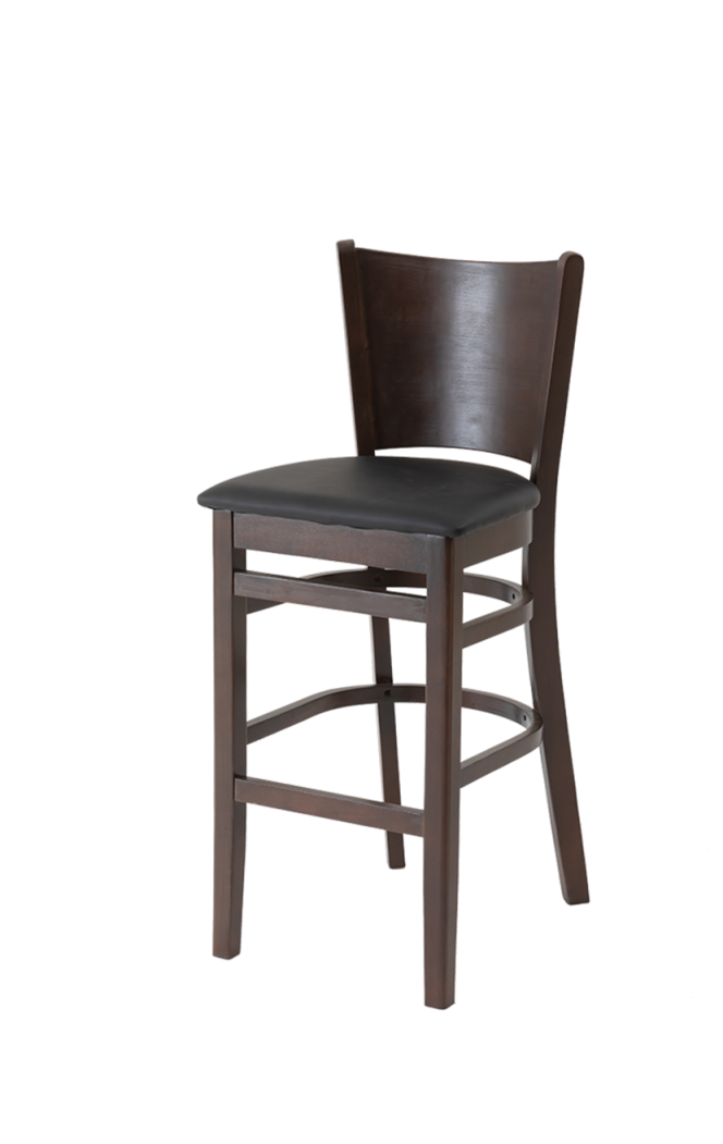 Black Vinyl Seat Barstool with Rubber Wood , Finish Walnut