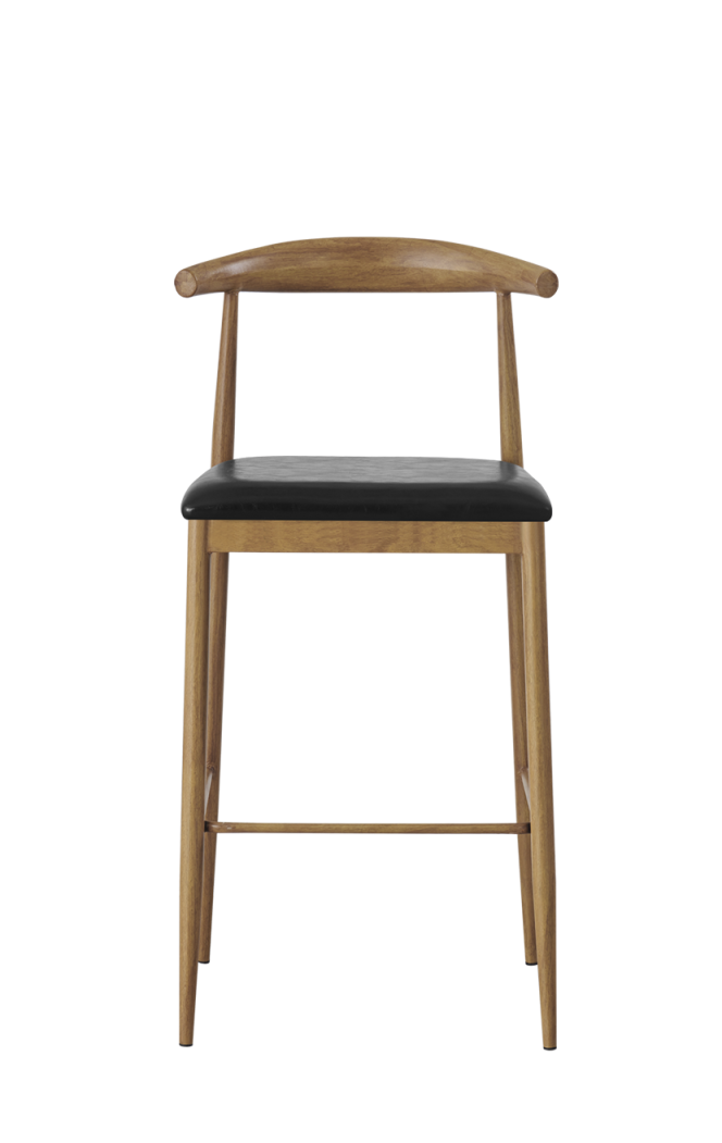 Natural-2 Wood Grain OX Barstool with Black Seat