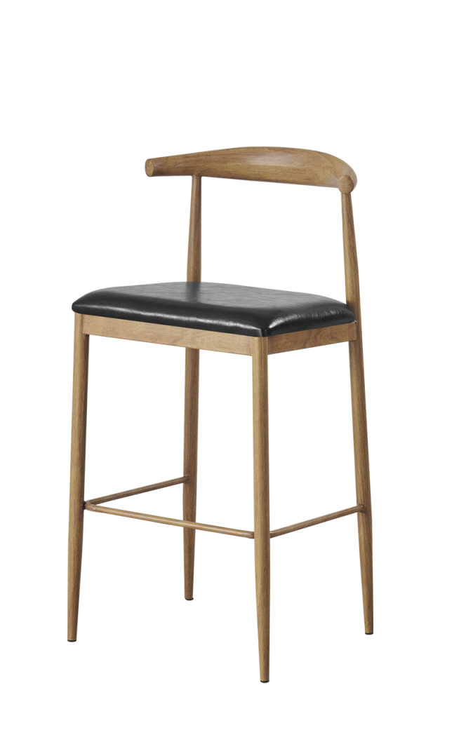 Natural-2 Wood Grain OX Barstool with Black Seat