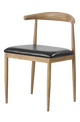 Natural-2  Wood Grain Finish Metal Chair w/. Black Vinyl Seat