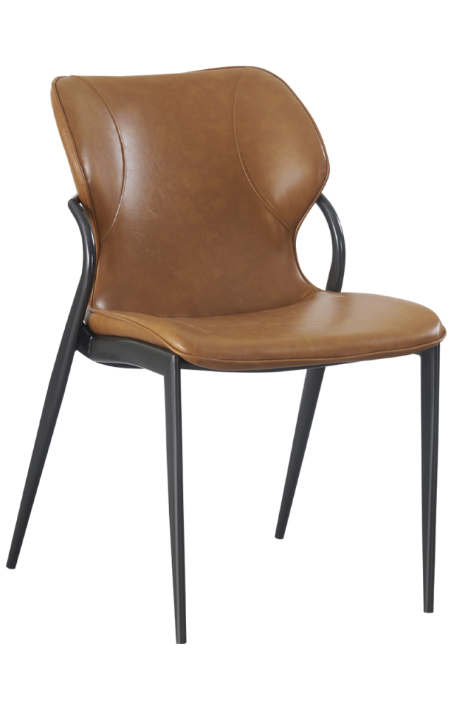 Indoor Steel Chair with Vinyl Seat and Back in Brown