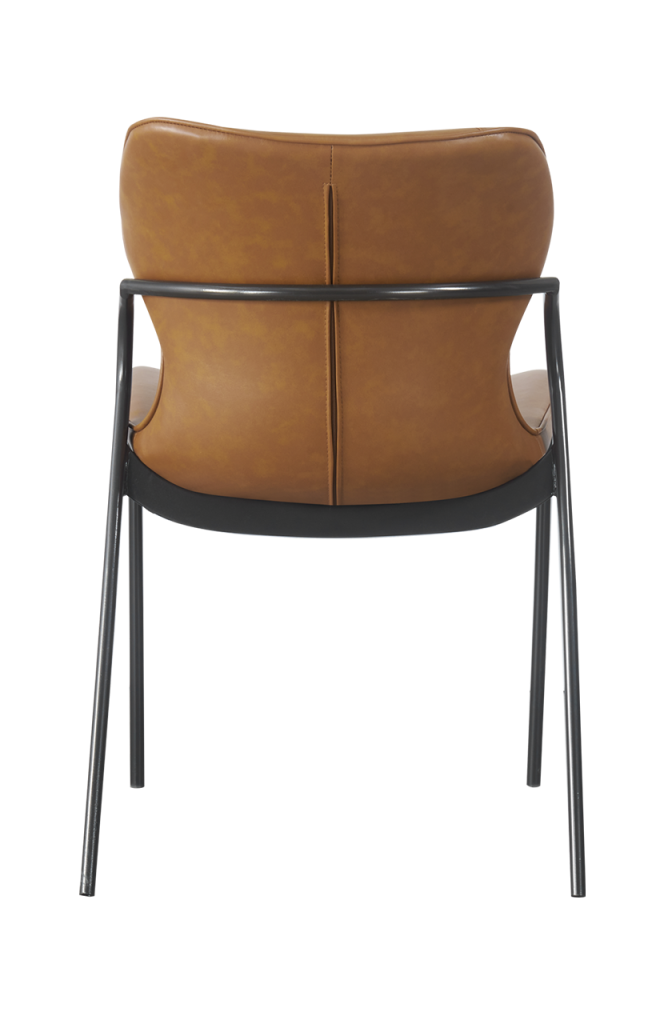 Indoor Steel Chair with Vinyl Seat and Back in Brown