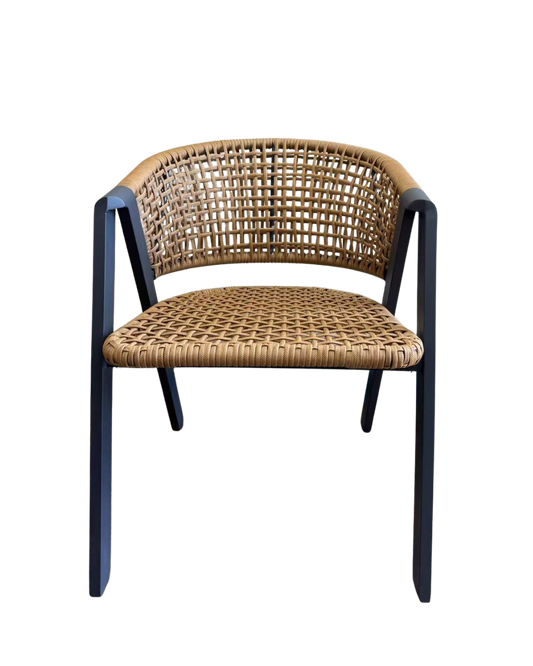 Aluminum Rattan Chair in Beige Color